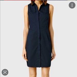 All Saints Aimee Shirt Dress in Dark Ink Blue